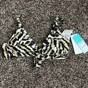 Seafolly Mandalay Twist Tie Front Olive Oil Bikini Top, NWT